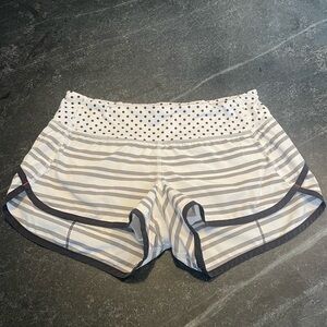 lululemon athletica Striped Athletic Shorts - White and Gray